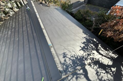 屋根施工途中