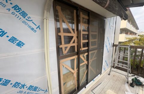 ⑬木下地取り付け・防水紙張り