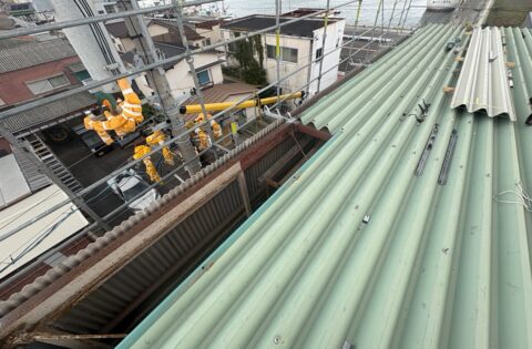 ④既存屋根解体中
