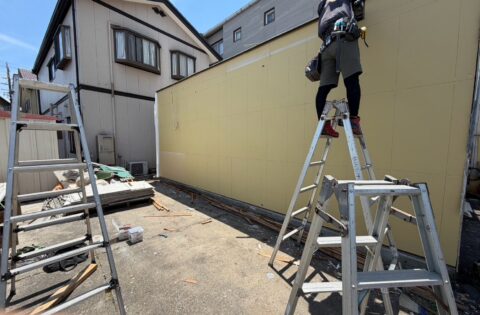 ⑦プラスターボード貼り中